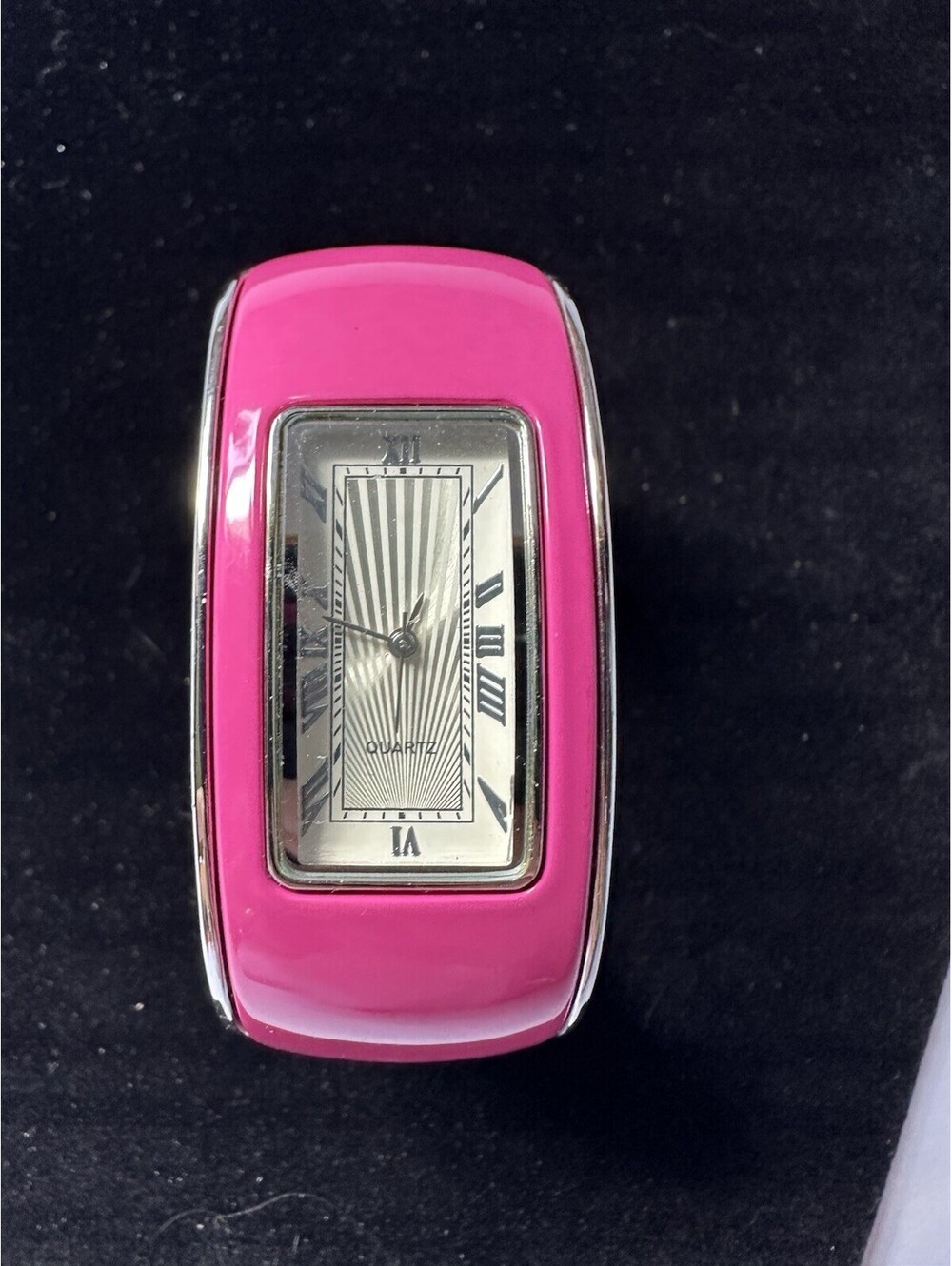 Silvertone Pink Bangle Watch Quartz Roman Numerals